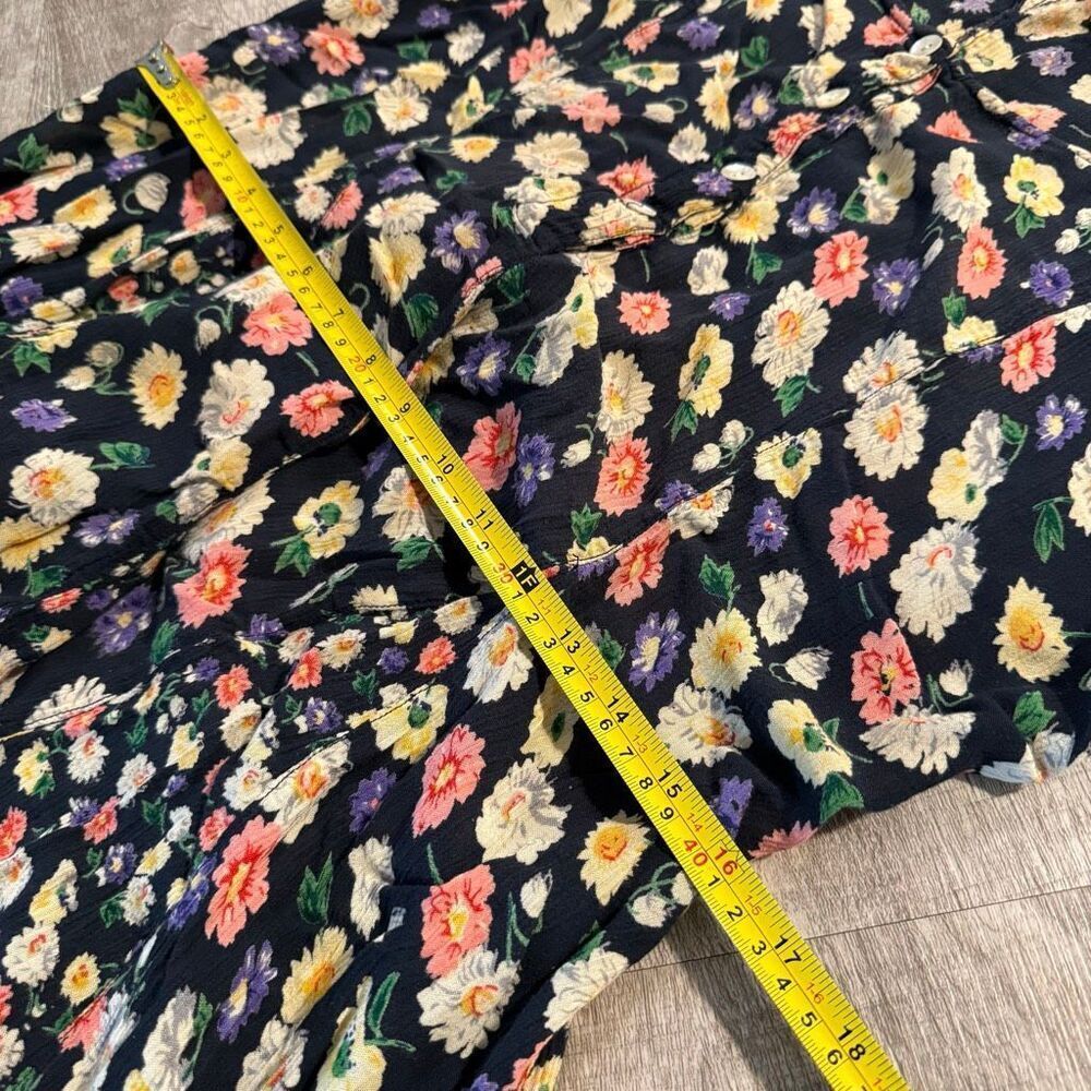 La Cera Black Maxi Dress XL Button Down Floral 1990s VTG Vintage - Picture 6 of 7